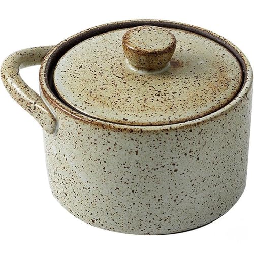 XYUERU Cazuela de cerámica for bibimbap, olla de cerámica for estofado con tapa, resistente a altas temperaturas, con doble asa for sopas, arroces y utensilios de cocina.