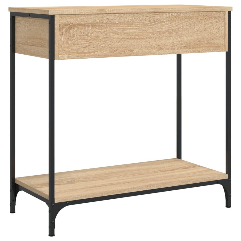 Table console avec tiroir 75 x 34,5 x 75 cm Table basse en bois avec étagères Table d'appoint avec tiroir Bois et métal chêne Sonoma