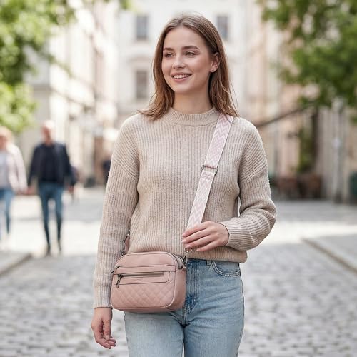 Image of TANTOMI Crossbody Bags for Women, 6-Pockets Cross Body Purse, Vegan Leather Handbags Shoulder Bag for Travel, Gifts for Women