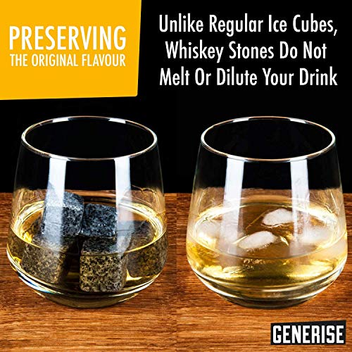 Whiskey Stones GENERISE Whisky Stones Gift Set van 9 natuurlijke graniet Whisky rotsen in fluwelen geschenkzakje plus… - Image 6
