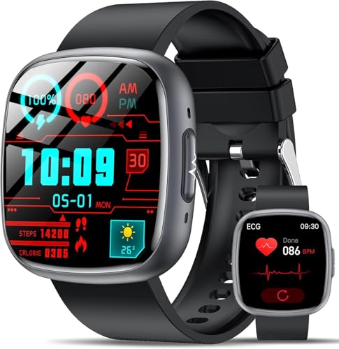 Lgnitek 2025 Smartwatch mit EKG+HRV/BMI/Harnsäure, 1.75'' HD Gesundheitsuhr Herren...