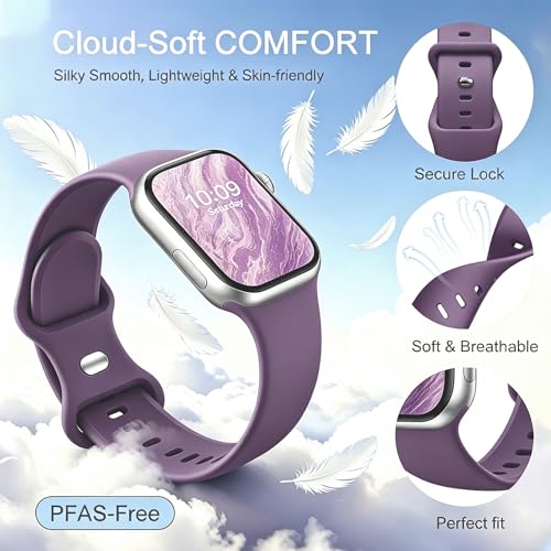 Image of Bands Compatible with Apple Watch 38mm 40mm 41mm 42mm 44mm 45mm 49mm, Soft Silicone Replacement Sport Accessory Strap Wristband for iWatch Series Ultra 9 8 7 6 5 4 3 2 1 SE Women Men Smoke