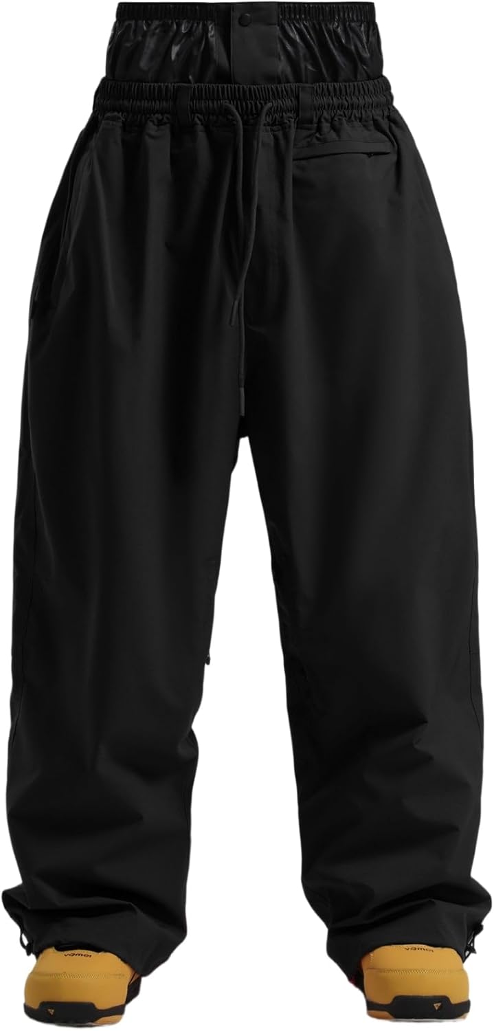 GSOU SNOW Mens Snow Pants Women Baggy Snowboard Pants Loose Fit Insulated Windproof Waterproof for Ski Hiking Winter Outdoor