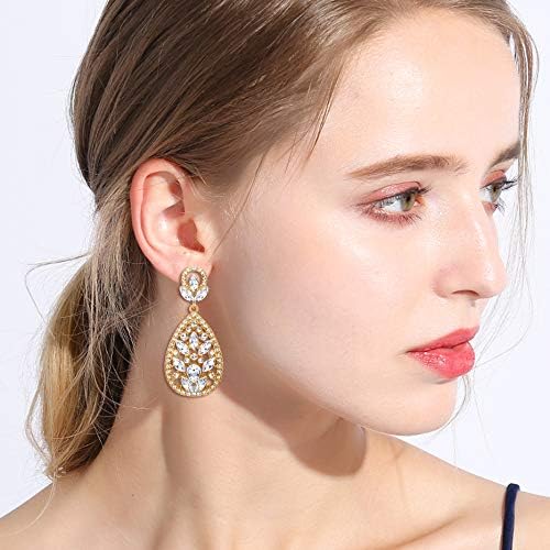 EleQueen Women's Wedding Bridal Austrian Crystal Bohemia Teardrop Chandelier Dangle Earrings - Image 3