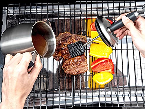 Wequality 32Oz Basting Pot With 2 Replaceable Basting Brush Set，Grill Bbq Accessories，Cooking&Grilling Gifts For Men And Dad，Premium Stainless Steel 304 Barbecue Sauce Pot #TOP1
