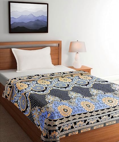 Image of TUNI MANI Solapur Chaddar Cotton Bedsheet /Blanket | Multicolour Floral Design | Size : 60 inch X 90 inchinches (5' x 7.5' Feet) | Queen | (Pattern May Vary) (Pack of 4)