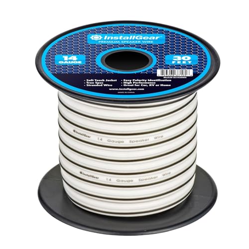 InstallGear 14AWG Speaker Wire Cable 30ft White