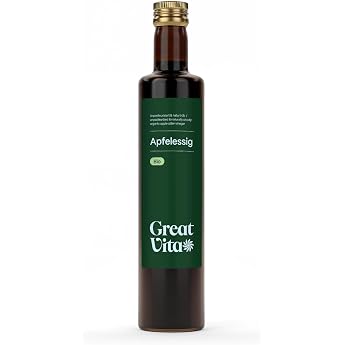 GreatVita Organic Apple Cider Vinegar 500 ml Naturally Cloudy & Unfiltered with Vinegar Mother - Print May Vary