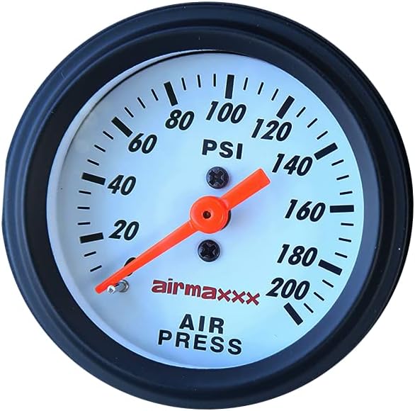 airmaxxx Single Needle Air Suspension Gauge White 200 psi