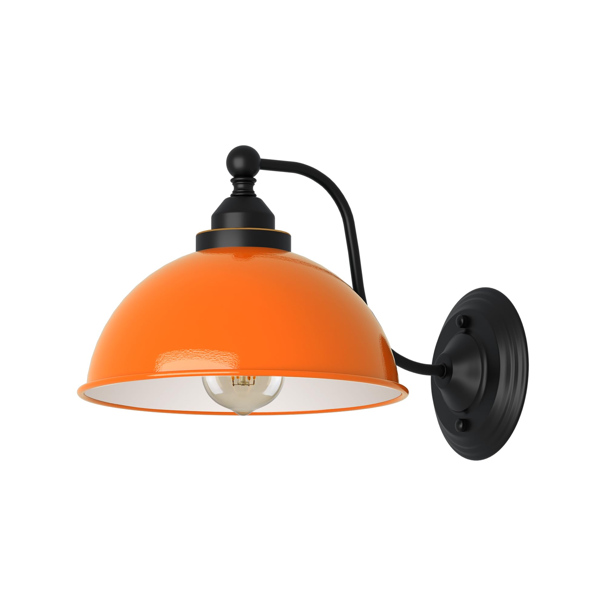 DC VOLTAGE Industrial Wall Light Fittings Retro Wall Sconce with Metal Dome Shade E27 Socket Traditional Swan Neck Indoor Decorative Wall Light for Cafe Bar (Orange)