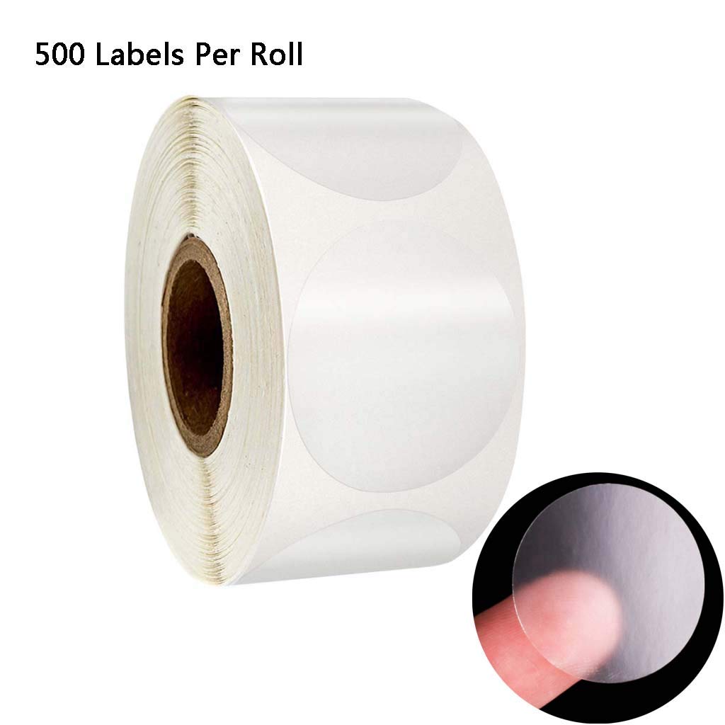 Yigzycn Round Transparent Stickers 500Pcs/Roll Adhesive Sticker Tab Sealer For For Express Wrapping Box Sealing Clear