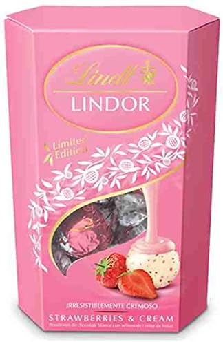 Lindt - Bombones Lindor Fresa Blanco Cornet, 200 g