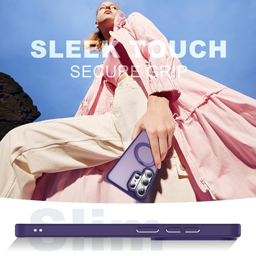 Image of for Samsung Galaxy S26 Ultra Case with 360Rotatable Magnetic Ring Stand Compatible with Mag-Safe Military Protection Matte Translucent Phone Case for Galaxy S26 Ultra 6.9 inch,Dark Purple
