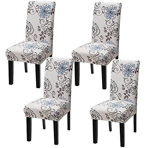 YISUN Juego de 4 fundas elásticas universales para silla de comedor (juego de 4 unidades, color blanco puro) Cover
