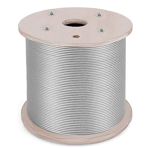 T316 Stainless Steel Cable 1/8Inch 7x7 Steel Wire Rope Aircraft Cable for Deck Cable Railing DIY Decking Balustrade Handrail Cable 500ft
