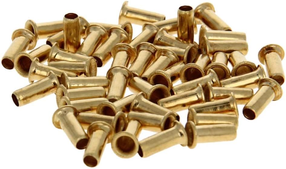 Bettomshin 200Pcs Hollow Rivet 0.39" x 0.16"(Length x Outer Diameter) Through Hole Copper Hollow Rivets Grommets Double-Sided Circuit Board PCB