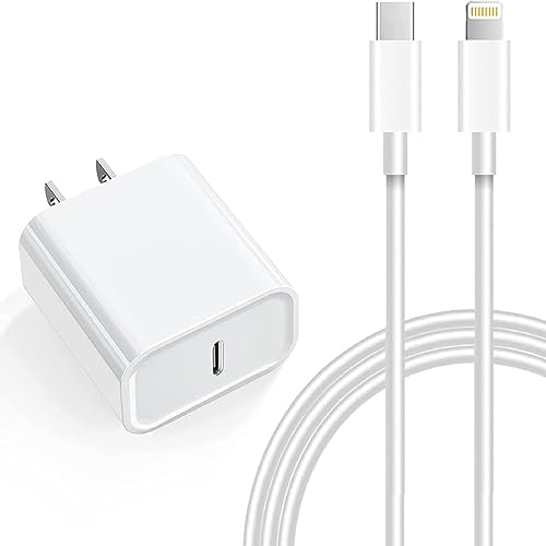 Cargador rápido para iPhone certificado Apple MFi Cargador de pared PD USB-C de 20 W, cable de 6 pies compatible con iPhone 1414 Pro14 Pro Max14