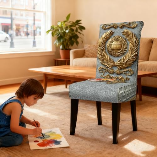 Image of Nuxovilar 4PCS Classic Badge Laurel Wreath Stretch Chair Covers