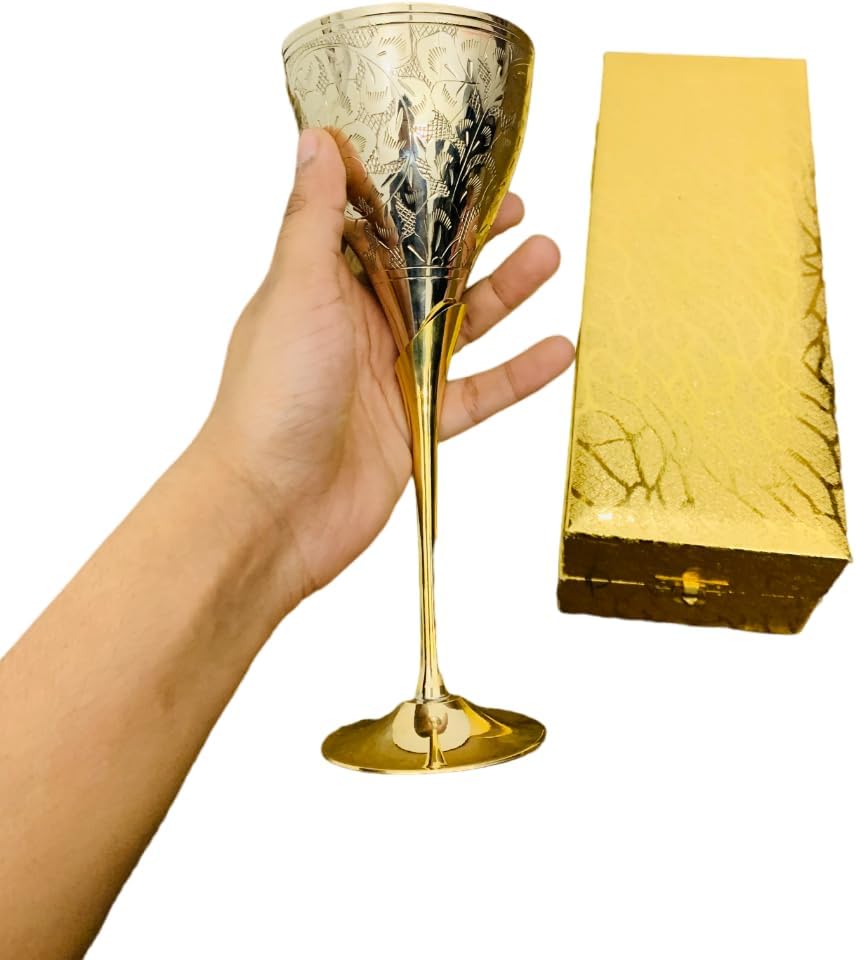 Set of 2 Wine Goblets Brass Glass Silver Plated Wedding Gift Goblet Wine Glass Bridesmaid Gift Kitchen decor (1 Goblet With Box)