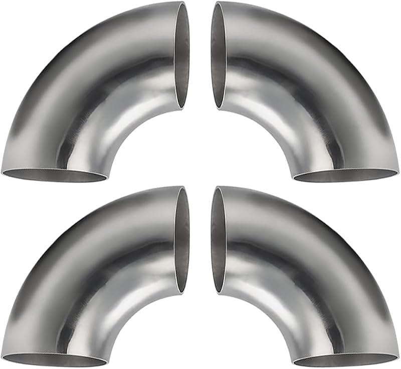 Curva de escape 90° em aço inoxidável SS304 cotonlake, diâmetro externo de 51 mm – Kit com 4 unidades