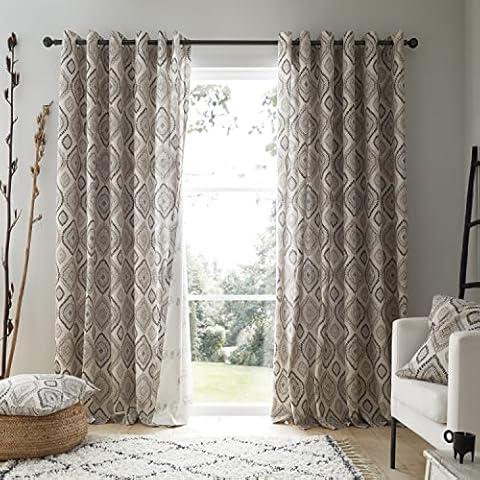 Pineapple Elephant Ziri Eyelet 90x90 Inch Curtains Natural Cover