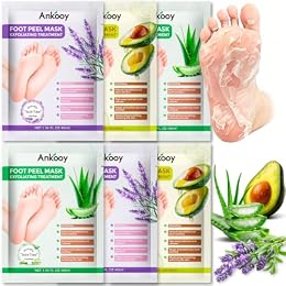 6 Pack Foot Peeling Mask, Foot Mask for Exfoliates Dead Skin & Tough Calluses, Softens Dry Cracked Rough Heels to Restore Baby Soft Feet, Feet Peeling Mask Gift for Men Women, Birthday & Anniversary