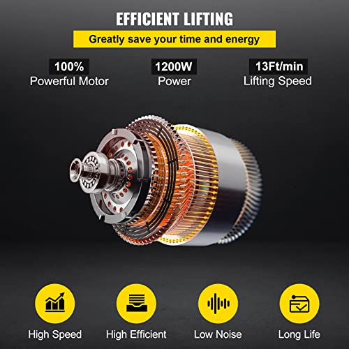 Vevor Electric Chain Hoist, 2200Lbs Winch With 1.5 M Wired Remote Control, 110V Overhead Crane Garage Ceiling Pulley, 1200W Lifting Power System W/Emergency Stop Switch, 10 Feet Max. Pulling Height #TOP2