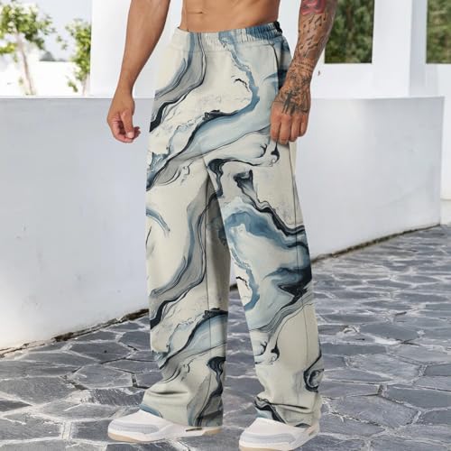 Men's Graphic Pants Casual Wide Legs Baggy Sweatpants Fashion Elastic Waist Print Loose Joggers Streetwear Pocket2
