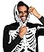Tipsy Elves Halloween Skeleton Costume for Men - Comfy Adult Skeleton Jumpsuit with Hood - Men's White Bones Jumpsuit Halloween Costume with Full Zip Hood Size Large
