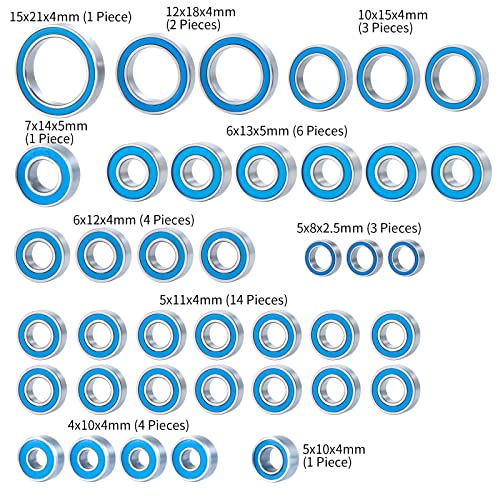 Image of MORLORDY 39Pcs RC Metal Ball Bearings with Rubber Ring Axle Bearing Set for 1 /10 Scale RC Crawler Car TRX4 2021 Bronco Upgrades Parts Accessories