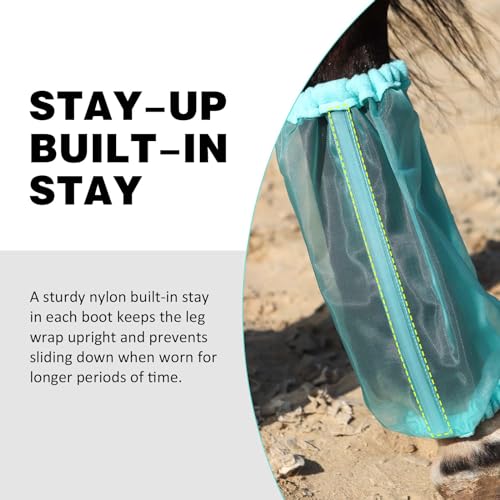 Image of Universal Size Horse Leggings Fine Mesh Greatly Reduce Stomping Breathable Horse Boots Leg Wraps (Set of 4) Summer Mint