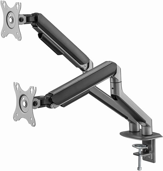 Gembird Dual Monitor Arm Desk Mount Adjustable for 17-35 Inch Screens Space Grey - Ergonomic Positioning Improved Convenience Efficient Cable Management