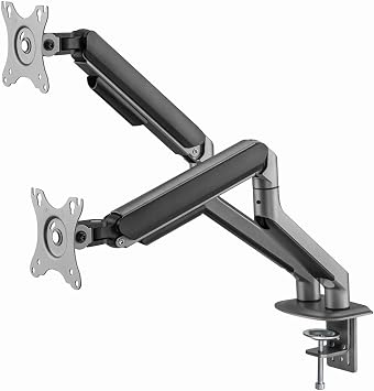 Gembird Dual Monitor Arm Desk Mount Adjustable for 17-35 Inch Screens Space Grey - Ergonomic Positioning Improved Convenience Efficient Cable Management