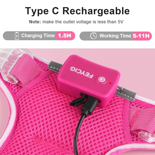 Light Up Dog Hundegeschirr Leuchtend LED Aufladbar - Leuchtgeschirr Leuchtend für Klein Mittelgroße Grosse Hund, Reflektierende Brustgeschirr Beleuchtetes Hundegeschirr, 4-Punkt Verstellbar,Rosa,S