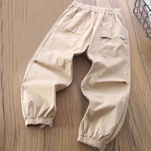 Boys Cargo Pants Casual Elastic Wasit Pull On Trouser Soft Comfy Lounge Solid Color School Pants for Boys 4-14 Years2