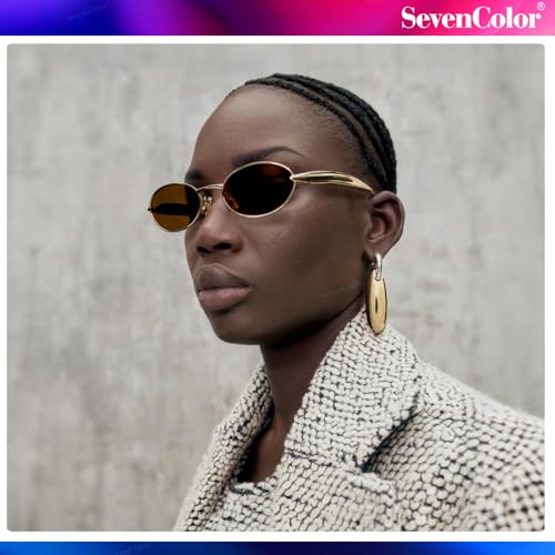 Trendy Oval Sunglasses for Women Men 2025 Gold Small Oval Sardine Sun Glasses Retro Metal Frame Shades2