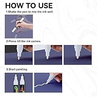 Vista 4 de TRANSON Black and White Bold Tip and Thin Fine Tip Acrylic Paint Markers Waterproof Oil Paint pen