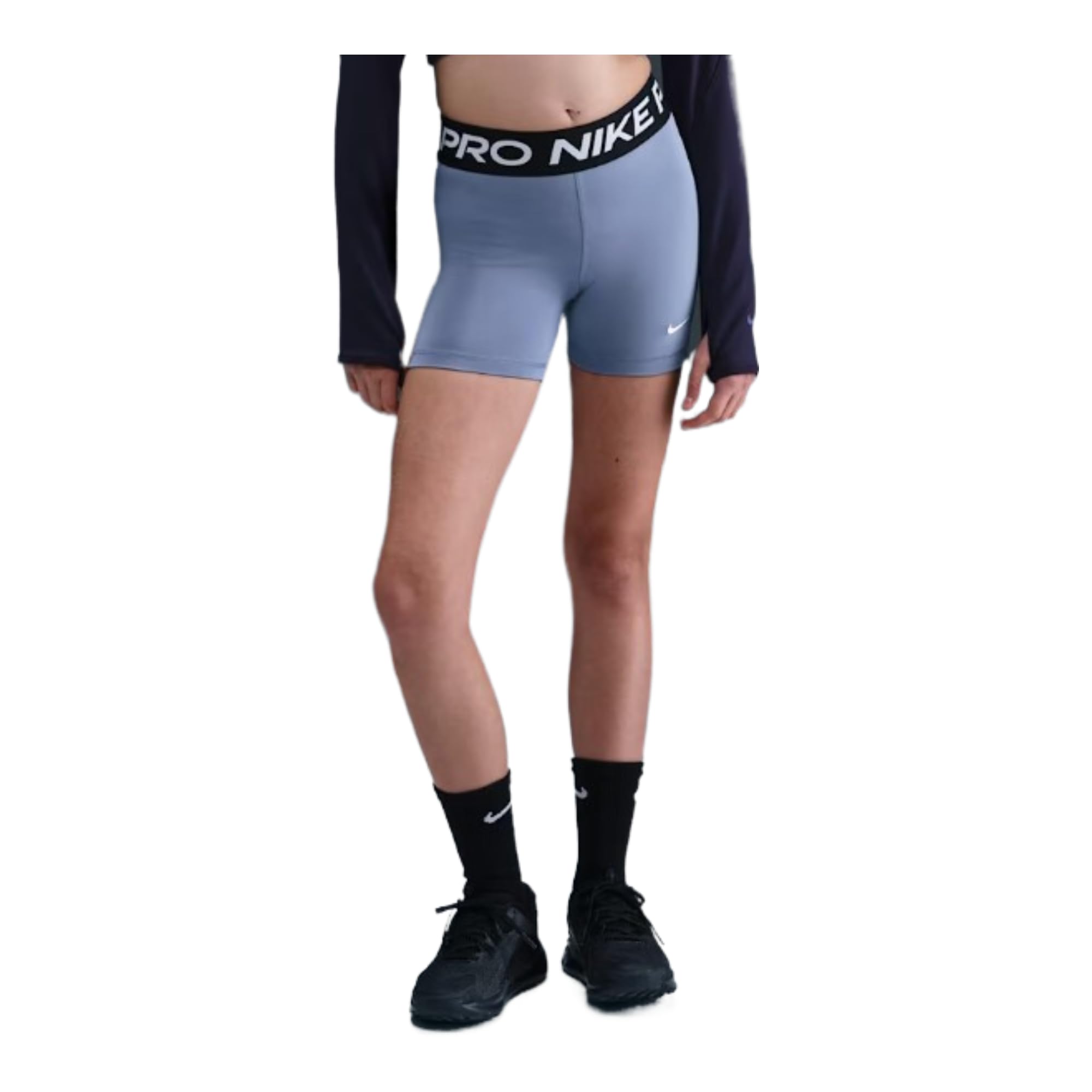 Nike Girls Pro Shorts (Little Kid/Big Kid) World Indigo/White Medium Big Kid