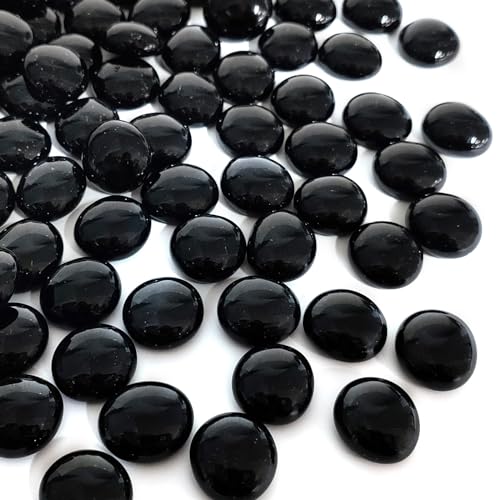 FANTIAN 10 lbs Black Glass Rocks for Fire Pits, 1000 pcs Black Glass Gems, Decorative Flat Beads for Vase Fillers Fish Tank Plants Flower Pots Crafts and Aquarium Glass Rocks by FANTIAN - Used condition - US$25.53