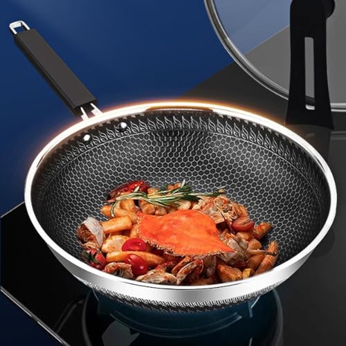 Wok de acero inoxidable 12.6in con tapa y mango miniatura 3