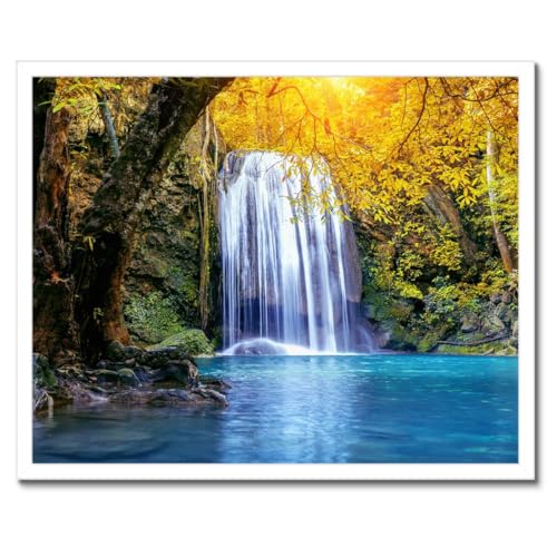 Poster cascade cadre noir 50x40 cm pour habiller un mur blanc vide