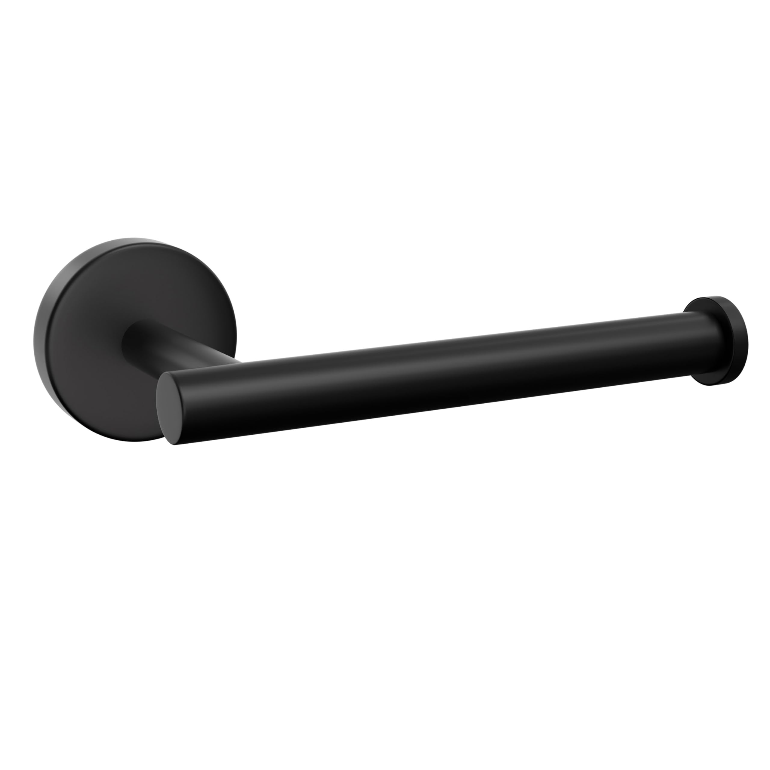 Toilet Paper Holder Wall Mount - Matte Black Toilet Paper Roll Holder for Bathroom and Kitchen, Premium Stainless Steel Modern Round Base Design, Hold Mega Rolls, 1 Pack