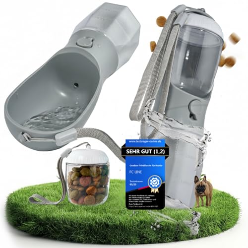 Hundetrinkflasche 300ml 3-in-1 Trinkflasche mit Napf & Rücklauffunktion 100% auslaufsicher BPA-frei für kleine Hunde Wandern Reisen & Autofahrten