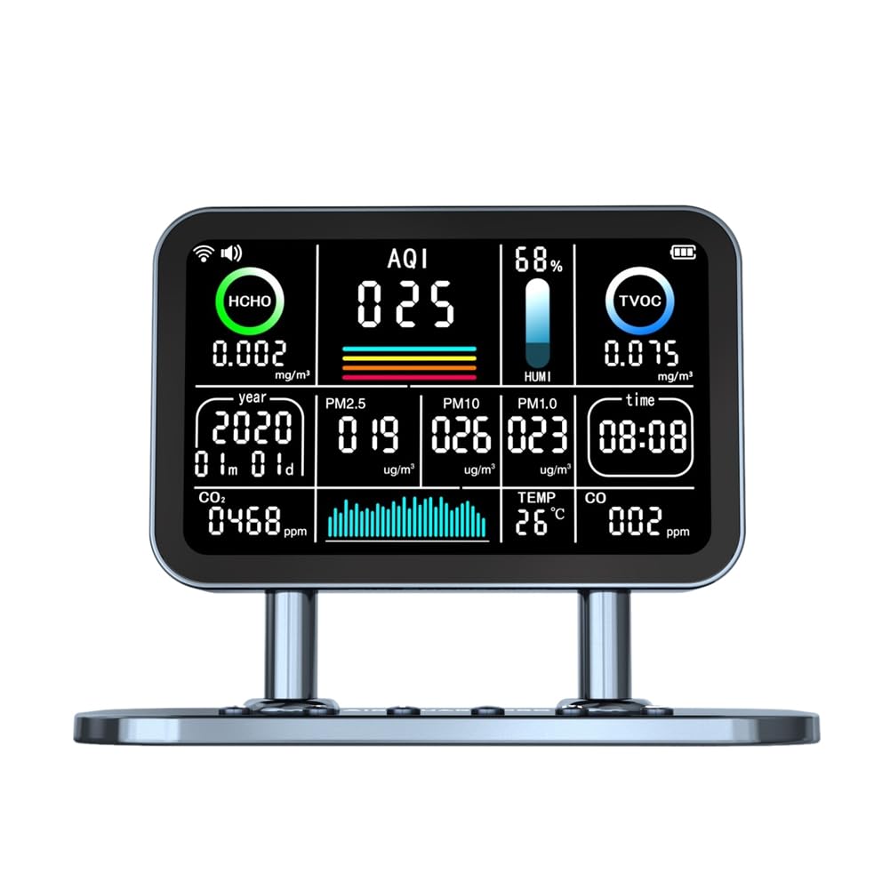 Littimoon Advanced WiFi Air Quality Monitor By Tuya - Measures TVOC, HCHO, PM2.5/PM1.0/PM10, CO2, Temperature, and Humidity