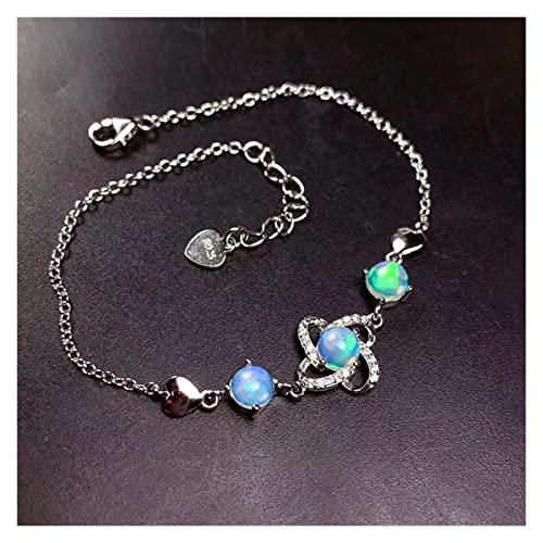 Bracelet en opale multicolore naturelle et argent 925 rond pour femme