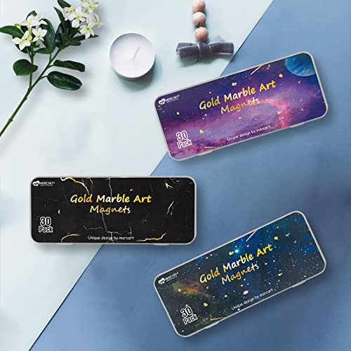 Morcart Fridge Magnets, Cute Locker Magnets, Decorative Magnets For Refrigerator Whiteboard Cabinet Office Kitchen Blackboard Bronzing Art Gift For Adult Hexagon 30Pcs (Blue) #TOP5