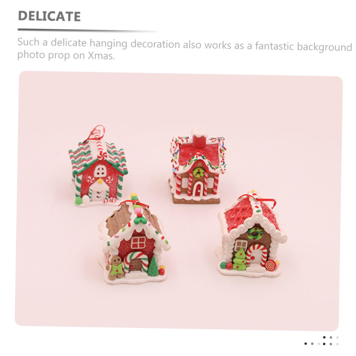 Didiseaon Decorazioni Natalizie a Tema Festa di Natale 4 Pezzi in Argilla Polimerica, Ornamento a Casa di Biscotto Speziato per Addobbo Natalizio e Stufa