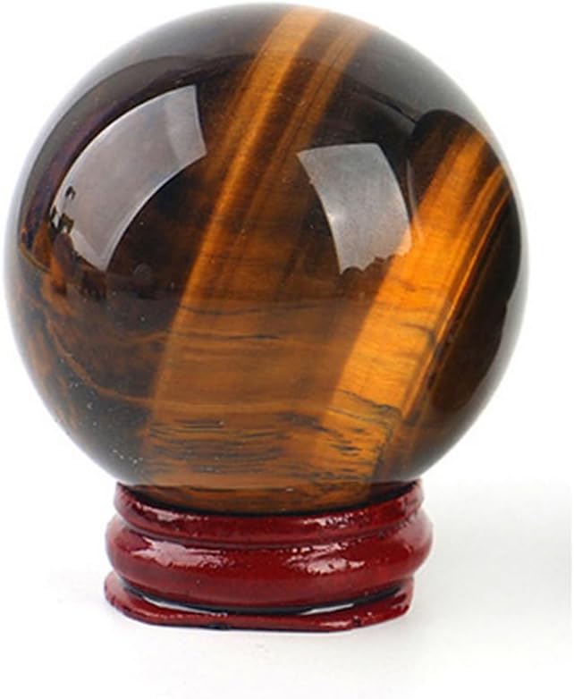 Gemstone Sphere Balls, Tiger's Eye Crystal Ball with Stand,Home and Office Decoration, Balancing Ball,7cm
