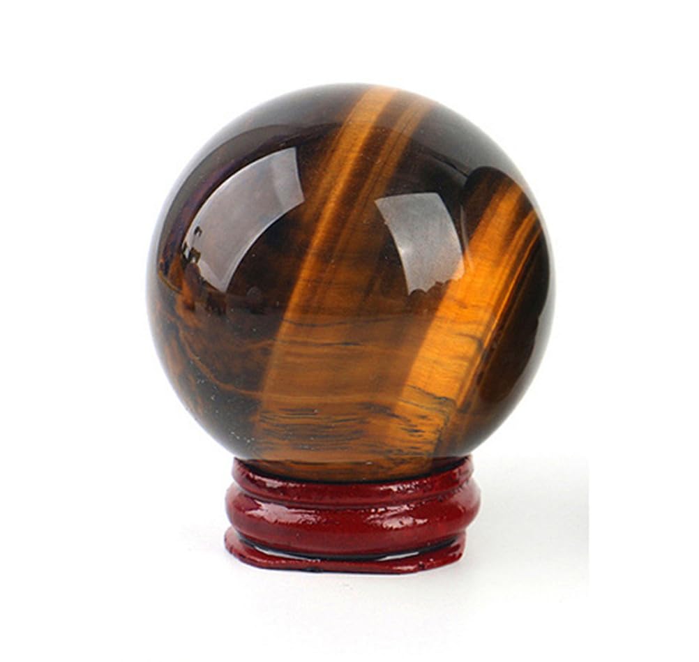 AARTERZZA Gemstone Sphere Balls, Tiger's Eye Crystal Ball with Stand,Home and Office Decoration, Balancing,10cm