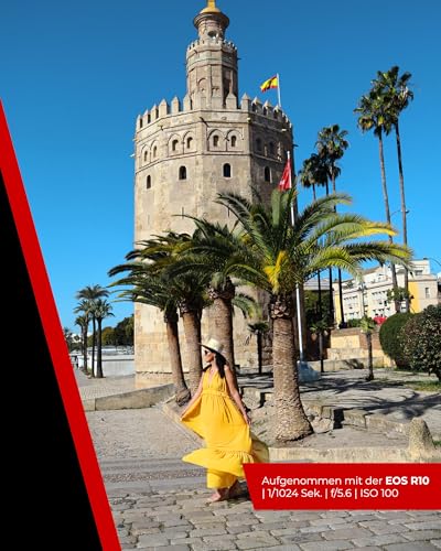 Canon EOS R10 Kamera spiegellose Camera + RF-S 18-150mm F4.5-6.3 is STM Objektiv (Hybridkamera, DSLR Upgrade, 15 B/s, 4K Videos, Dual Pixel CMOS AF II Fokussystem, WLAN) schwarz